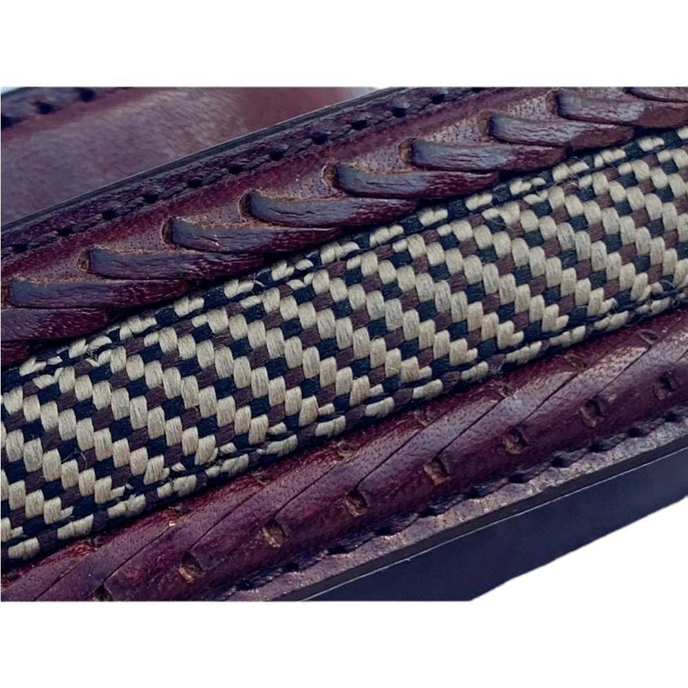 Belt Brighton Camden brown double braided leather belt with Brass buckle. 5 hole - Picture 2 of 12